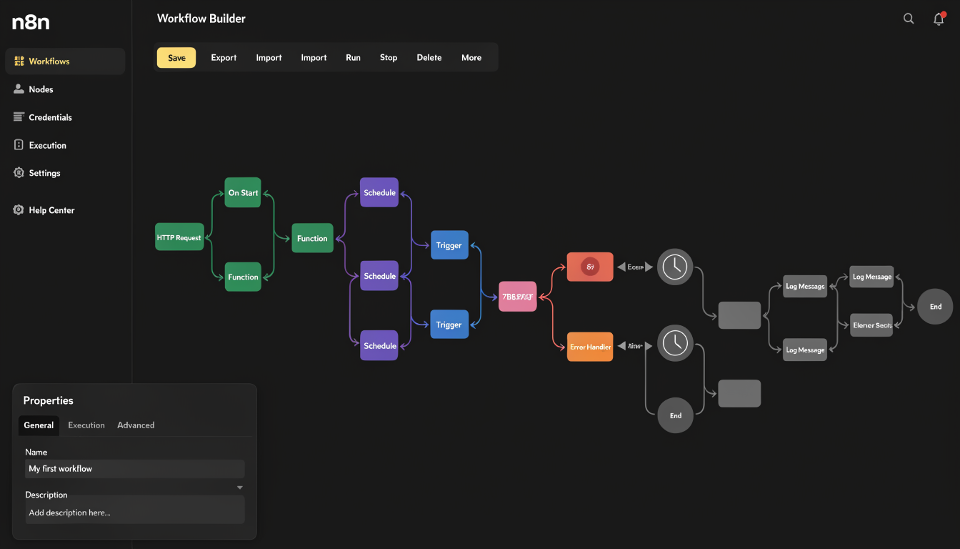 n8n workflow automation builder showing connected nodes and automation flow